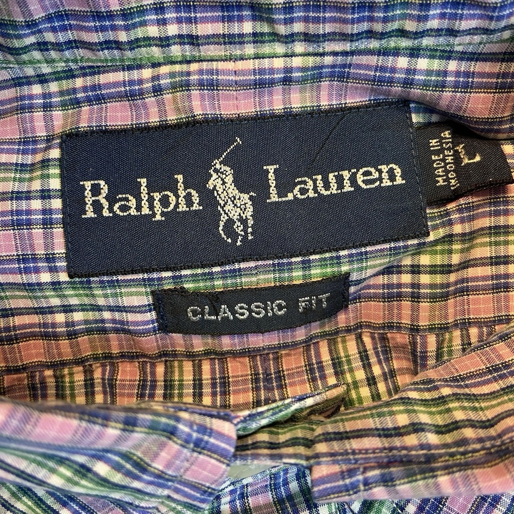 Ralph Lauren Men's Classic Fit Short Sleeve Button Up‎ Shirt Sz L Multicolor - Picture 7 of 9
